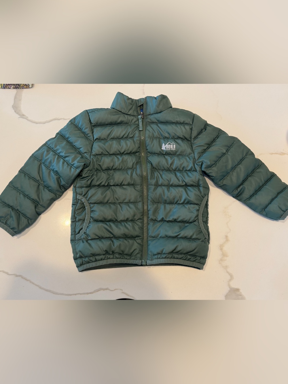 REI Co-op Reversible 650 Down Jacket Green/Blue 4 Toddler | Excellent Condition